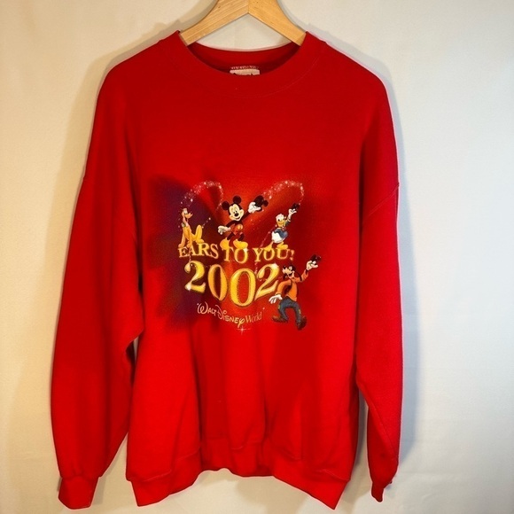 Disney Tops - Walt Disney World Red Long Sleeve 2002 Graphic Mickey Minnie Print Sweatshirt L